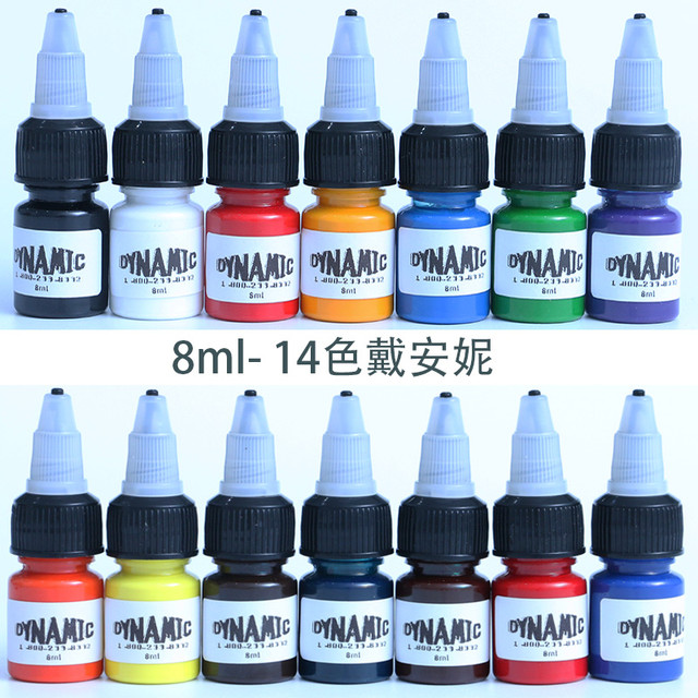 14Color/set 8ml/bottle Dynamic Professional Tattoo Ink Kits For Body Art  Natural Plant Micropigmentation Pigment Colour Sets